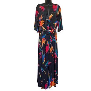 Lily by Firmiana Tropical Faux Wrap Bodice Maxi Dress Sz 4XL NWT